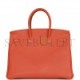 HERMES BIRKIN 35 ORANGE H CLEMENCE PALLADIUM HARDWARE (35cm)