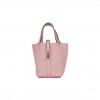 HERMES PICOTIN LOCK 18 ROSE SAKURA CLEMENCE PALLADIUM HARDWARE (17.8*12.7*19.1cm)