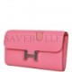 HERMES CONSTANCE WALLET TO GO ROSE AZALEE EVERCOLOR PALLADIUM HARDWARE (20.3*11.4*3.8cm)