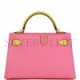 HERMES SPECIAL ORDER (HSS) KELLY MINI SELLIER 20 ROSE AZALEE AND LIME EPSOM GOLD HARDWARE (19.1*11.4*5.6cm)