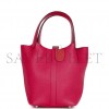 HERMES PICOTIN LOCK 18 FRAMBOISE CLEMENCE AND MATTE ALLIGATOR TOUCH PALLADIUM HARDWARE (17.8*19.1*12.7cm)