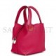 HERMES PICOTIN LOCK 18 FRAMBOISE CLEMENCE AND MATTE ALLIGATOR TOUCH PALLADIUM HARDWARE (17.8*19.1*12.7cm)