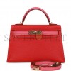 HERMES SPECIAL ORDER (HSS) KELLY MINI SELLIER 20 ROUGE DE COEUR AND ROSE LIPSTICK CHEVRE PERMABRASS HARDWARE (19.1*11.4*5.6cm)