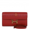 HERMES CONSTANCE WALLET TO GO ROUGE GRENAT EVERCOLOR GOLD HARDWARE (8*4.5*1.5cm)