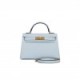 HERMES MINI KELLY SELLIER 20 BLEU BRUME CHEVRE GOLD HARDWARE (19.1*11.4*5.6cm)