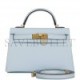 HERMES MINI KELLY SELLIER 20 BLEU BRUME CHEVRE GOLD HARDWARE (19.1*11.4*5.6cm)