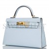 HERMES MINI KELLY SELLIER 20 BLEU BRUME CHEVRE GOLD HARDWARE (19.1*11.4*5.6cm)