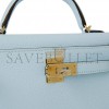 HERMES MINI KELLY SELLIER 20 BLEU BRUME CHEVRE GOLD HARDWARE (19.1*11.4*5.6cm)