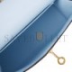 HERMES MINI KELLY SELLIER 20 BLEU BRUME CHEVRE GOLD HARDWARE (19.1*11.4*5.6cm)