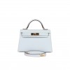 HERMES MINI HERMES KELLY SELLIER 20 BLEU BRUME CHEVRE GOLD HARDWARE (19.1*11.4*5.6cm)