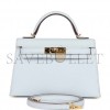 HERMES MINI HERMES KELLY SELLIER 20 BLEU BRUME CHEVRE GOLD HARDWARE (19.1*11.4*5.6cm)