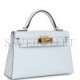 HERMES MINI HERMES KELLY SELLIER 20 BLEU BRUME CHEVRE GOLD HARDWARE (19.1*11.4*5.6cm)