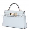 HERMES MINI HERMES KELLY SELLIER 20 BLEU BRUME CHEVRE GOLD HARDWARE (19.1*11.4*5.6cm)