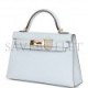 HERMES MINI HERMES KELLY SELLIER 20 BLEU BRUME CHEVRE GOLD HARDWARE (19.1*11.4*5.6cm)