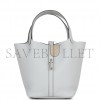 HERMES PICOTIN LOCK 22 BLEU PALE CLEMENCE PALLADIUM HARDWARE (21.1*22.1*17cm)