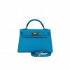 HERMES MINI KELLY SELLIER 20 BLEU FRIDA CHEVRE GOLD HARDWARE (19.1*11.4*5.6cm)