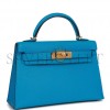 HERMES MINI KELLY SELLIER 20 BLEU FRIDA CHEVRE GOLD HARDWARE (19.1*11.4*5.6cm)