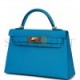 HERMES MINI KELLY SELLIER 20 BLEU FRIDA CHEVRE GOLD HARDWARE (19.1*11.4*5.6cm)