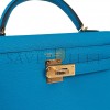 HERMES MINI KELLY SELLIER 20 BLEU FRIDA CHEVRE GOLD HARDWARE (19.1*11.4*5.6cm)