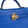 HERMES MINI KELLY SELLIER 20 BLEU ROYAL MATTE ALLIGATOR GOLD HARDWARE (19.1*11.4*5.6cm)