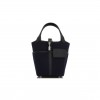 HERMES PICOTIN CARGO 18 BLEU MARINE AND BLACK SWIFT AND TOILE CANVAS PALLADIUM HARDWARE (17.8*12.7*19.1cm)