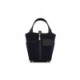 HERMES PICOTIN CARGO 18 BLEU MARINE AND BLACK SWIFT AND TOILE CANVAS PALLADIUM HARDWARE (17.8*12.7*19.1cm)