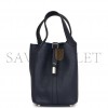 HERMES PICOTIN LOCK 18 BLEU NUIT CLEMENCE PALLADIUM HARDWARE (17.8*12.7*19.1cm)