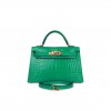 HERMES MINI KELLY SELLIER 20 VERT JADE SHINY ALLIGATOR GOLD HARDWARE (19.1*11.4*5.6cm)