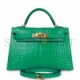 HERMES MINI KELLY SELLIER 20 VERT JADE SHINY ALLIGATOR GOLD HARDWARE (19.1*11.4*5.6cm)