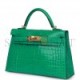 HERMES MINI KELLY SELLIER 20 VERT JADE SHINY ALLIGATOR GOLD HARDWARE (19.1*11.4*5.6cm)