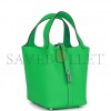 HERMES PICOTIN LOCK 18 VERT COMICS CLEMENCE PALLADIUM HARDWARE (17.8*12.7*19.1cm)