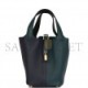 HERMES PICOTIN LOCK 18 CASAQUE VERT CYPRESS, BLEU NUIT AND BLACK CLEMENCE GOLD HARDWARE (17.8*12.7*19.1cm)