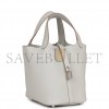 HERMES PICOTIN LOCK 18 GRIS PERLE CLEMENCE PALLADIUM HARDWARE (17.8*12.7*19.1cm)