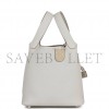 HERMES PICOTIN LOCK 18 GRIS PERLE CLEMENCE PALLADIUM HARDWARE (17.8*12.7*19.1cm)