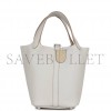 HERMES PICOTIN LOCK 18 GRIS PERLE CLEMENCE PALLADIUM HARDWARE (17.8*12.7*19.1cm)