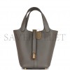 HERMES PICOTIN LOCK 18 GRIS MEYER CLEMENCE GOLD HARDWARE (17.8*12.7*19.1cm)