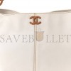 CHANEL CALFSKIN WOOD CHAIN TOTE WHITE (29*24*9cm)