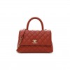 CHANEL CAVIAR QUILTED MINI COCO HANDLE FLAP DARK ORANGE ROSE GOLD HARDWARE  (23*14*10cm)