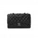 CHANEL CRINKLED PATENT QUILTED JUMBO SINGLE FLAP BLACK SILVER HARDWARE (30*18*8cm)