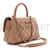 CHANEL CAVIAR QUILTED MINI COCO HANDLE FLAP BEIGE ROSE GOLD HARDWARE  (23*15*10cm)