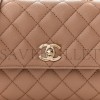 CHANEL CAVIAR QUILTED MINI COCO HANDLE FLAP BEIGE ROSE GOLD HARDWARE  (23*15*10cm)