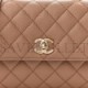 CHANEL CAVIAR QUILTED MINI COCO HANDLE FLAP BEIGE ROSE GOLD HARDWARE  (23*15*10cm)