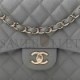 CHANEL CAVIAR QUILTED JUMBO DOUBLE FLAP GREY ROSE GOLD HARDWARE (30*19*9cm)