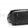 CHANEL CALFSKIN QUILTED XXL TRAVEL FLAP BAG BLACK SILVER HARDWARE (45*28*15cm)