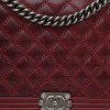 CHANEL CALFSKIN QUILTED DOUBLE STITCH LARGE BOY FLAP BURGUNDY (30*22*7cm)