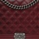 CHANEL CALFSKIN QUILTED DOUBLE STITCH LARGE BOY FLAP BURGUNDY (30*22*7cm)