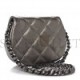 CHANEL CALFSKIN QUILTED MINI COCO MAIL CLUTCH WITH CHAIN RUTHENIUM SILVER HARDWARE (11*10*4cm)