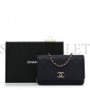 CHANEL CAVIAR QUILTED PERFORATED METAL WALLET ON CHAIN WOC NAVY ROSE GOLD HARDWARE (19*13*4cm)