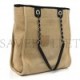 CHANEL CANVAS MINI DEAUVILLE TOTE BEIGE BLACK (33*28*15cm)