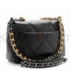 CHANEL LAMBSKIN QUILTED MEDIUM CHANEL 19 FLAP BLACK GOLD HARDWARE (25*16*7cm)